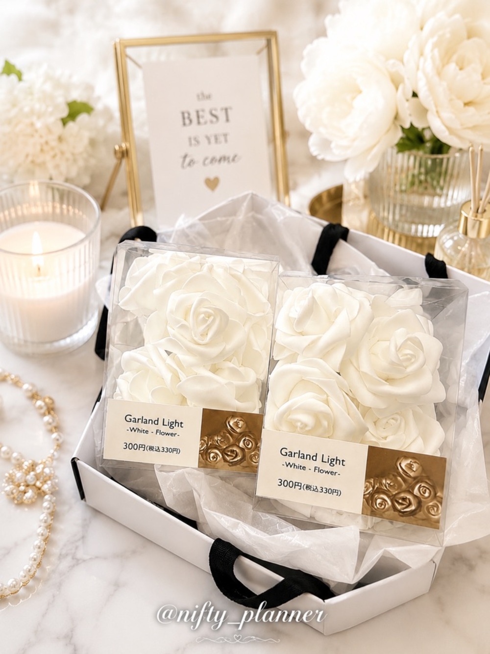 White Flower Garland Light - Elegant Rose String Lights